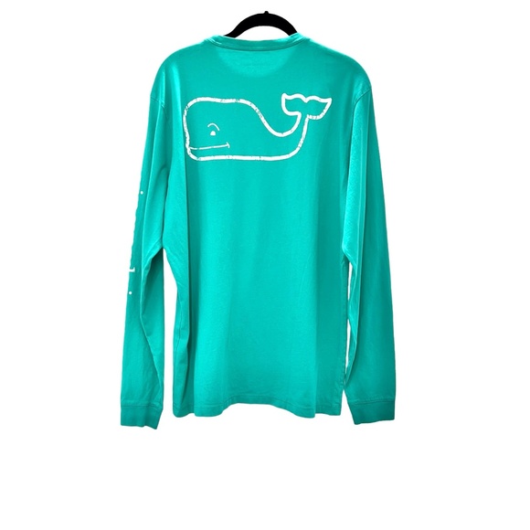 VINEYARD VINES AQUA VINTAGE WHALE GRAPHIC GARMENT DYED LONG SLEEVE POCKET - Picture 4 of 10